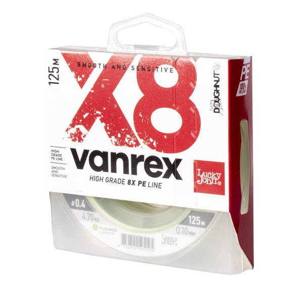 Леска плетёная Lucky John Vanrex х8 Braid Fluo Green 125/010