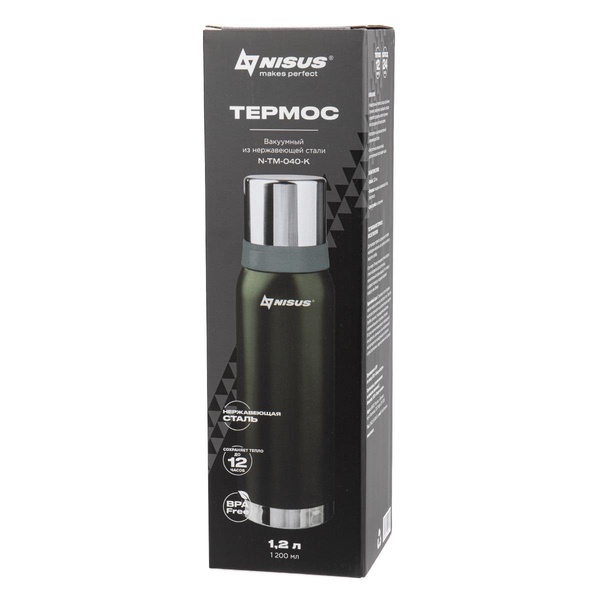 Термос Nisus N-TM-040-K (2 крышки-кружки) 1200 мл