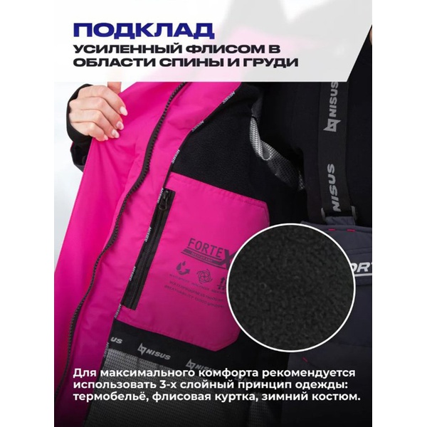 Костюм Nisus Мира (мембрана 15/15 К) фуксия/серый
