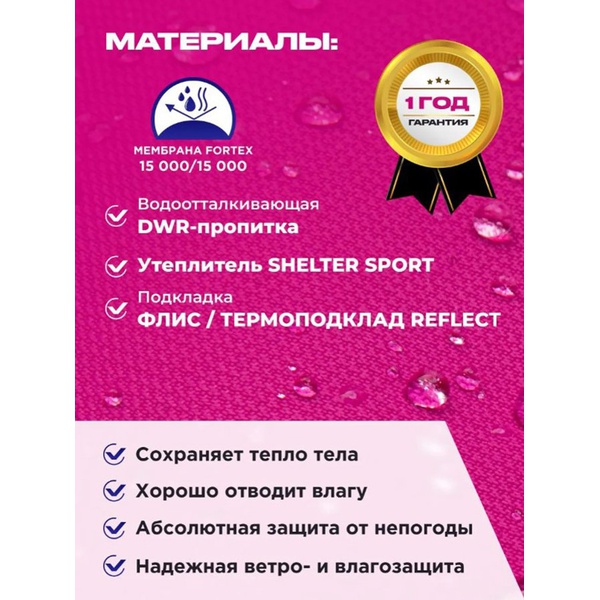 Костюм Nisus Мира (мембрана 15/15 К) фуксия/серый