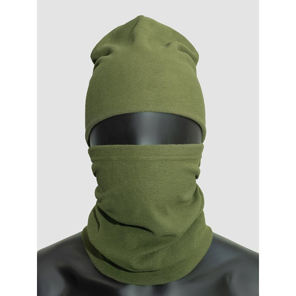 Шапка Тритон Fleece с балаклавой (Флис 130 г/м²) Тёмный хаки