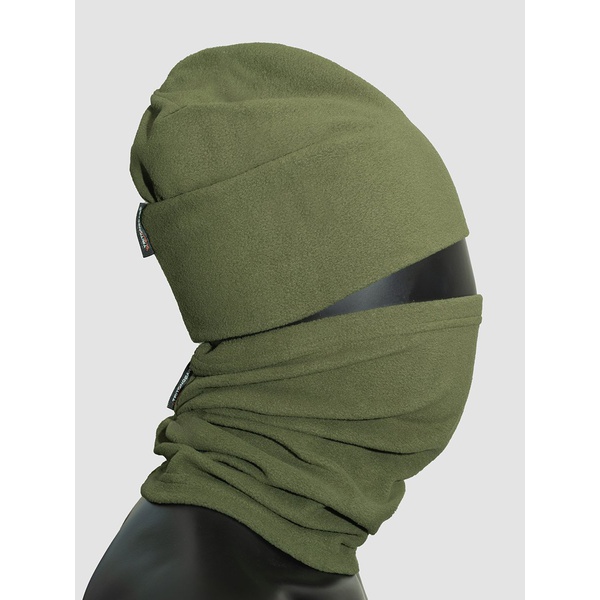 Шапка Тритон Fleece с балаклавой (Флис 130 г/м²) Тёмный хаки