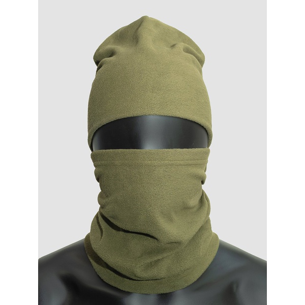 Шапка Тритон Fleece с балаклавой (Флис 130 г/м²) Хаки