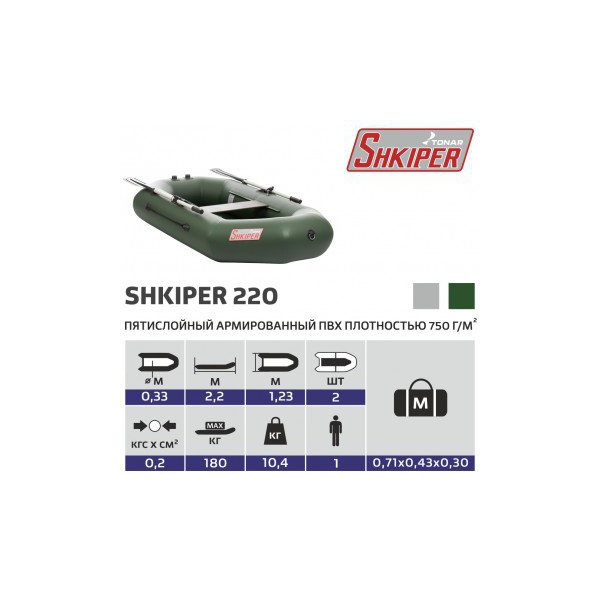 Лодка Тонар Шкипер 220 зеленый
