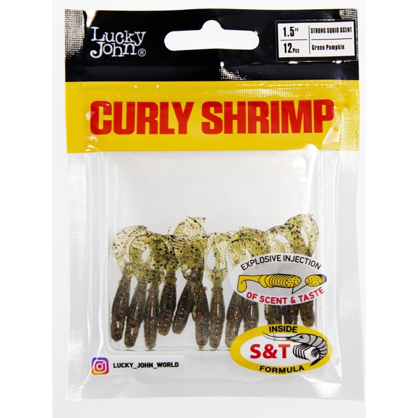 Твистеры съедобные Lucky John Pro Series Curly Shrimp 1.5in (3,8 см/12 шт) PA03