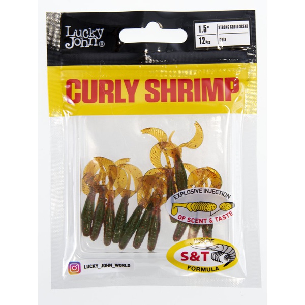 Твистеры съедобные Lucky John Pro Series Curly Shrimp 1.5in (3,8 см/12 шт) PA16
