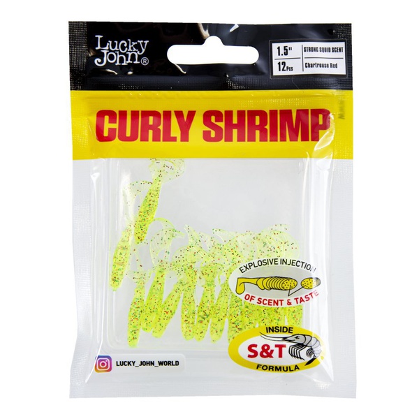Твистеры съедобные Lucky John Pro Series Curly Shrimp 1.5in (3,8 см/12 шт) S15