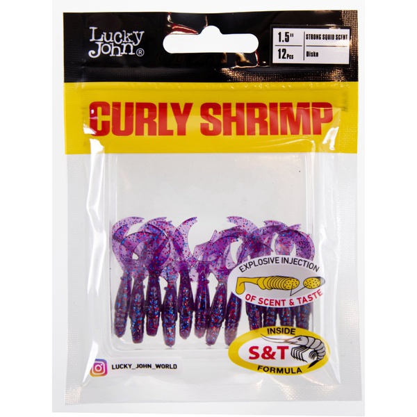 Твистеры съедобные Lucky John Pro Series Curly Shrimp 1.5in (3,8 см/12 шт) S63