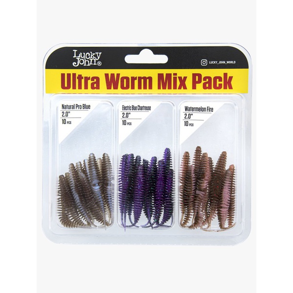 Слаги съедобные искусственные Lucky John Pro Series Ultraworm 2,0in (5 см/30 шт) Mix 3