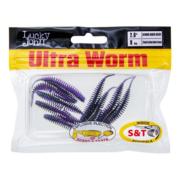Слаги плавающие Lucky John Pro Series Trick UltraWorm 2.0" (5см) 9 шт T52