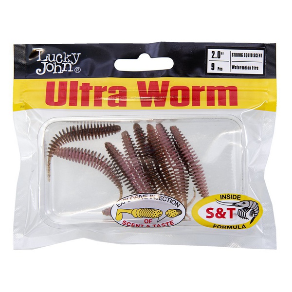 Слаги плавающие Lucky John Pro Series Trick UltraWorm 2.0" (5см) 9 шт T71