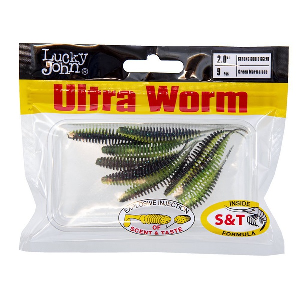 Слаги плавающие Lucky John Pro Series Trick UltraWorm 2.0" (5см) 9 шт T79