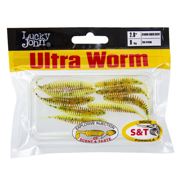 Слаги плавающие Lucky John Pro Series Trick UltraWorm 2.0" (5см) 9 шт T94