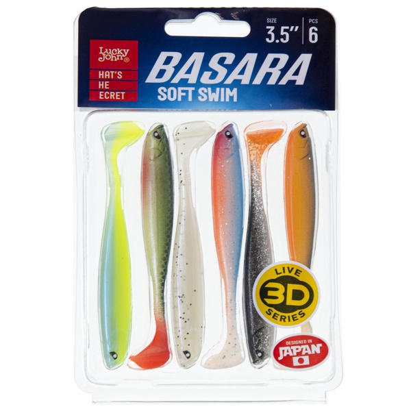 Виброхвост Lucky John 3D Series Basara Soft Swim 3,5" (8,9 см) MIX1