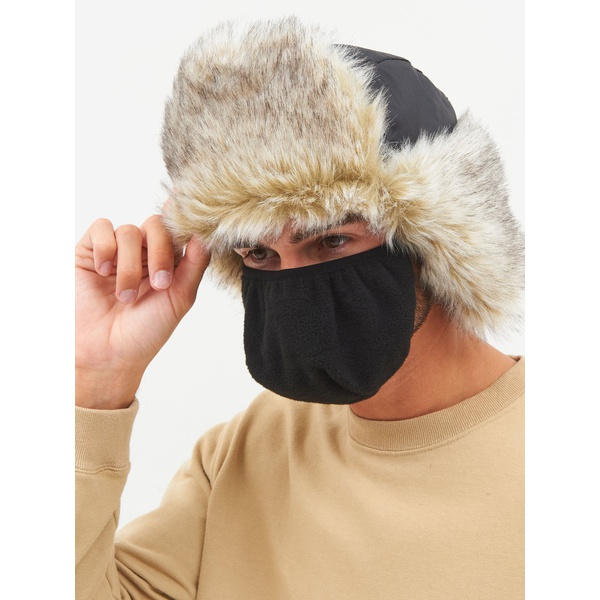 Шапка-ушанка Huntsman Евро (с маской) чёрный, Волк